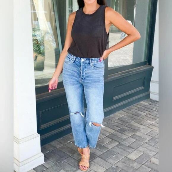 Blank NYC Women’s 31 The Baxter Ribcage Distressed Straight Leg Jeans NEW - Picture 1 of 9